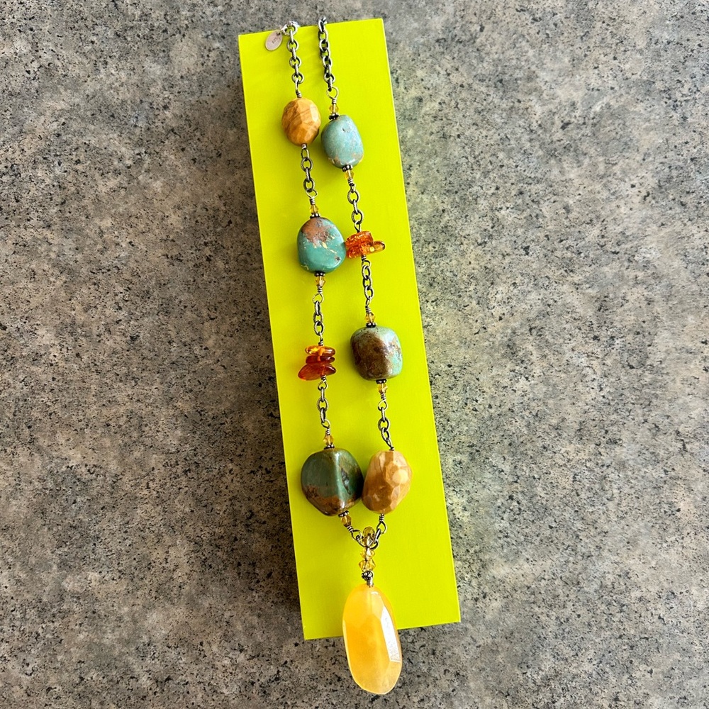 📿 [Silpada] 925 Sterling Silver and Turquoise Amber Jasper Calcite Necklace EUC